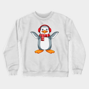 Penguin with Scarf & Headphone Crewneck Sweatshirt